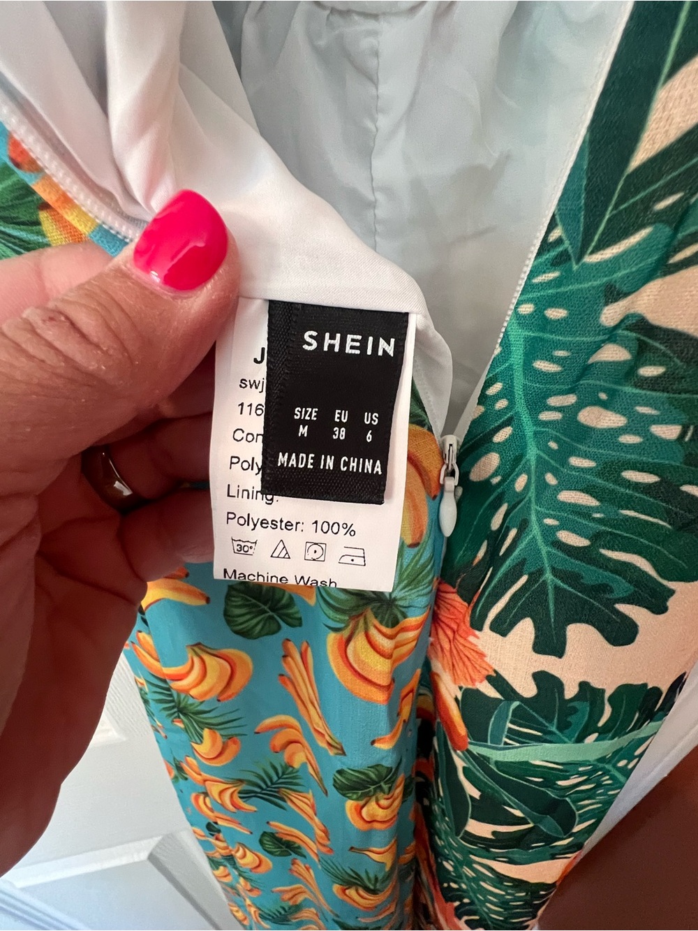 SHEIN Tropical wide leg jumper - Teal, Green & Yellow Banana Print - Picture 4 of 5